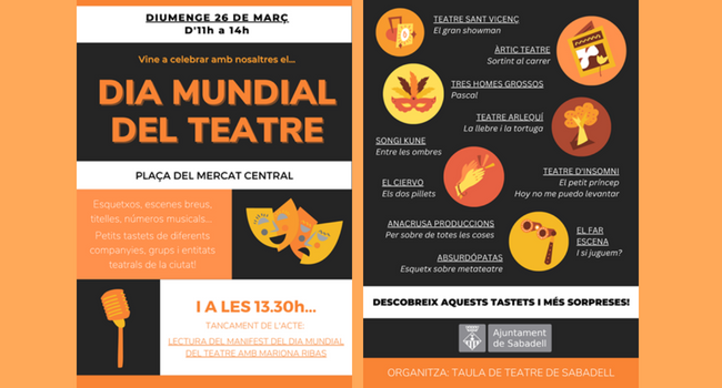 Sabadell celebra aquest diumenge el Dia Mundial del Teatre amb un acte central 