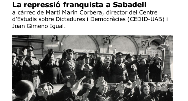 Conferència La repressió franquista a Sabadell, demà al Museu d´Història