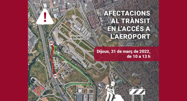 Reparacions a la carretera de Bellaterra que afectaran el trànsit en l’accés a l’Aeroport de Sabadell