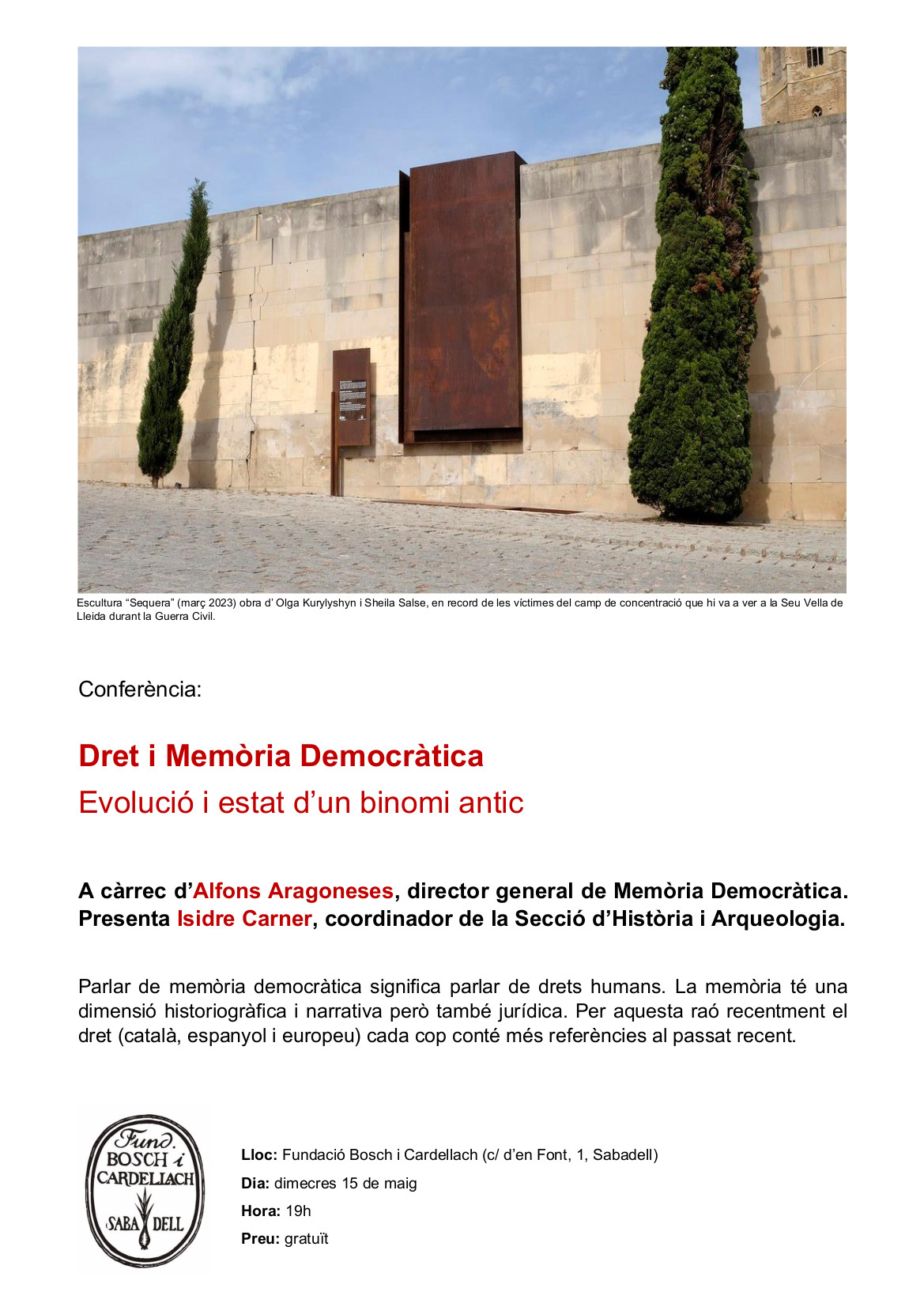 cartell Memòria Democràtica Alfons Aragoneses