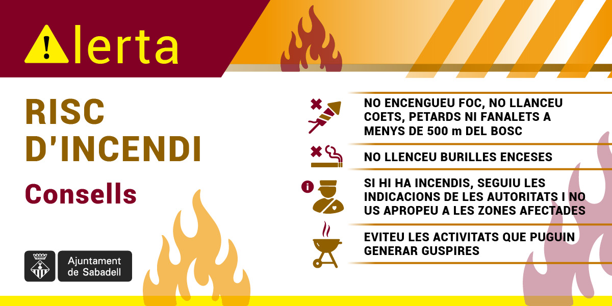 Davant la previsió d’altes temperatures, l’Ajuntament de Sabadell recorda la prohibició de fer foc al rodal
