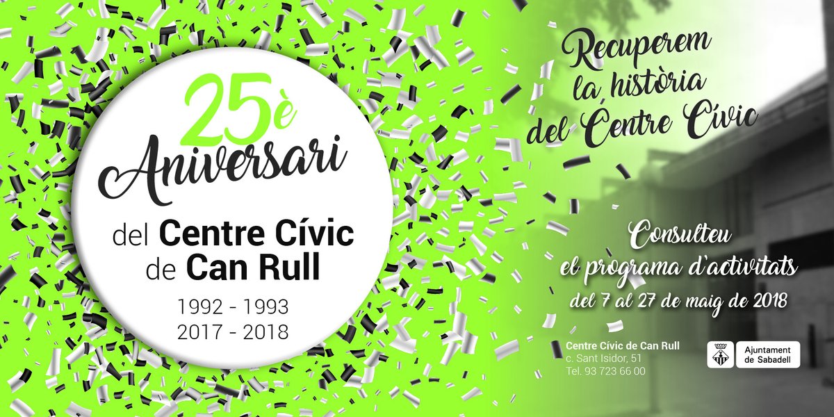 El Centre Cívic de Can Rull celebra el seu 25è aniversari amb una jornada festiva aquest dissabte 