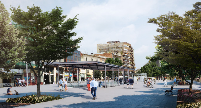 La nova ordenació del passeig de la Plaça Major recupera els arbres i incorpora una zona d’ombra i un espai d’aigua