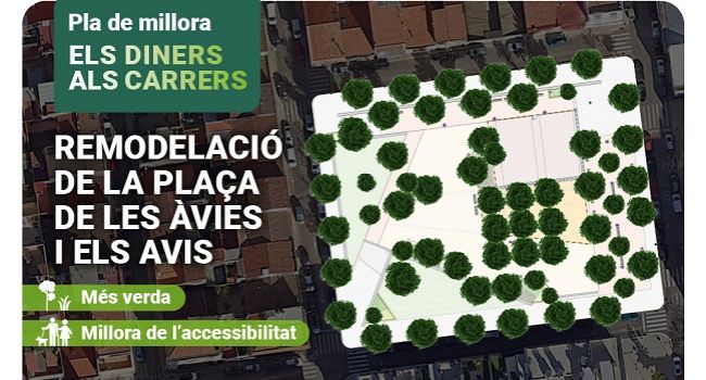 Comencen les obres a la plaça de les Àvies i els Avis per fer-la més accessible i reforçar-hi el verd i l’arbrat