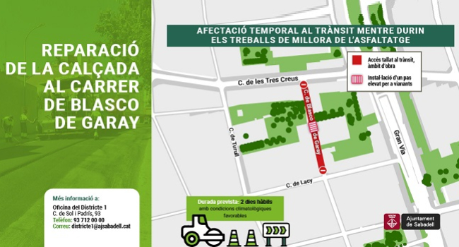 Reparació de la calçada al c. de Blasco de Garay, pendent de nova data d'inici per motius tècnics