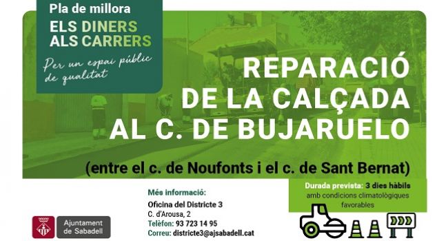 Reparació de la calçada al c. de Bujaruelo, a partir del 10 d'octubre