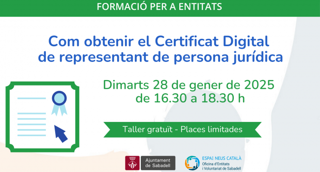 Taller: Com obtenir el certificat digital de representant de persona jurídica