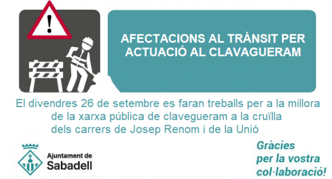 Afectació al trànsit per actuació al clavegueram