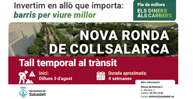 Tall temporal al trànsit a la rda. de Collsalarca