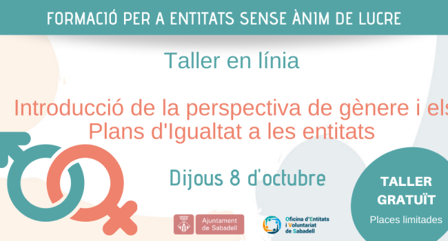 Incorporació de la Perspectiva de Gènere i els Plans d'Igualtat a les entitats