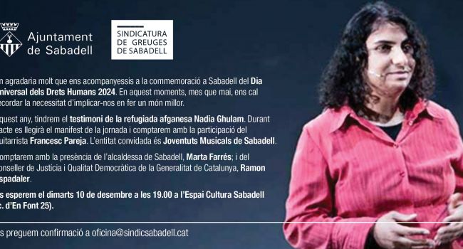 L’activista afganesa Nadia Ghulam protagonitza la commemoració del Dia dels Drets Humans a Sabadell