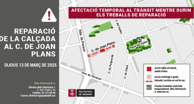 Reparació de la calçada al c. de Joan Plans