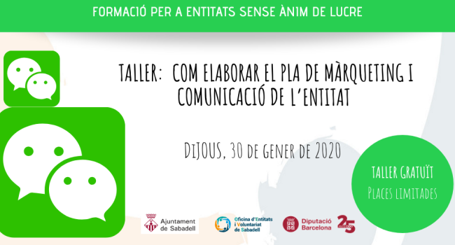 Taller: Com elaborar el Pla de Marquèting i Comunicació de l'entitat