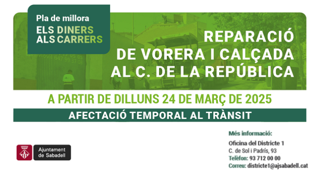 Reparació de vorera i calçada al c. de la República