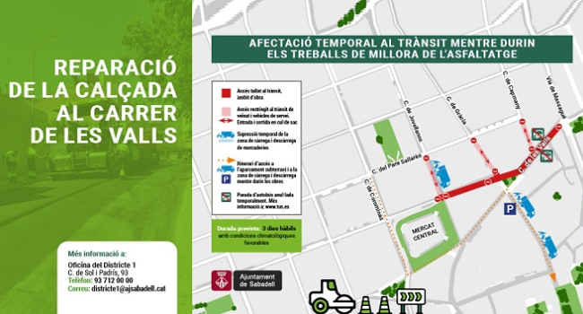 Reparació de la calçada al c. de les Valls, a partir de dimecres 5 de febrer
