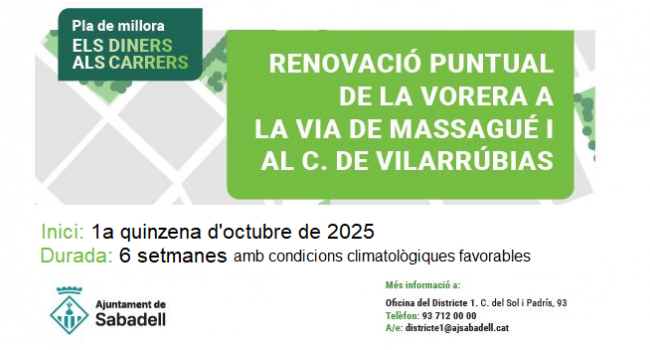 Renovació de la vorera a la Via de Massagué i al c. de Vilarrúbias