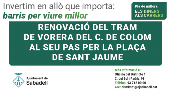 Renovació del tram de vorera del c. de Colom