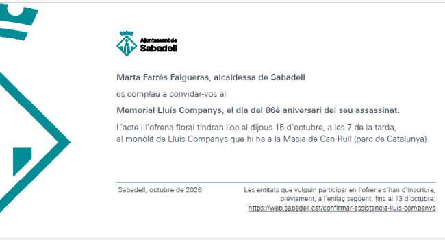 15 d'octubre - Memorial Lluís Companys