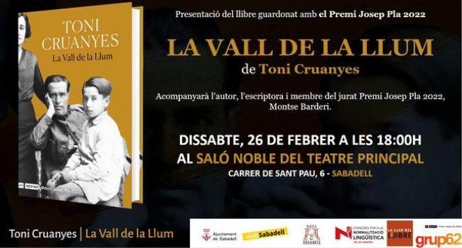 Toni Cruanyes presenta el seu llibre “La Vall de la llum”, aquest dissabte al Teatre Principal