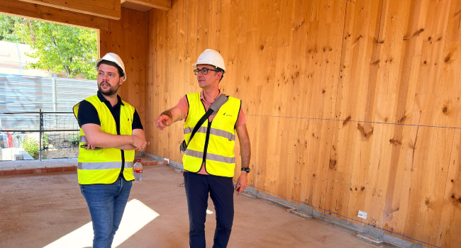 La construcció de 108 pisos de lloguer protegit a Can Gambús avança i ja és visible part de l’estructura d’un dels edificis